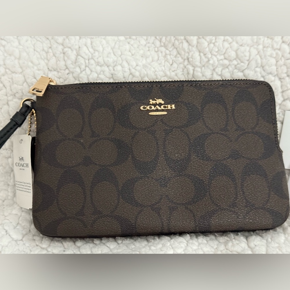 NWT Authentic Vintage Coach Signature PVC Double Zip Wallet